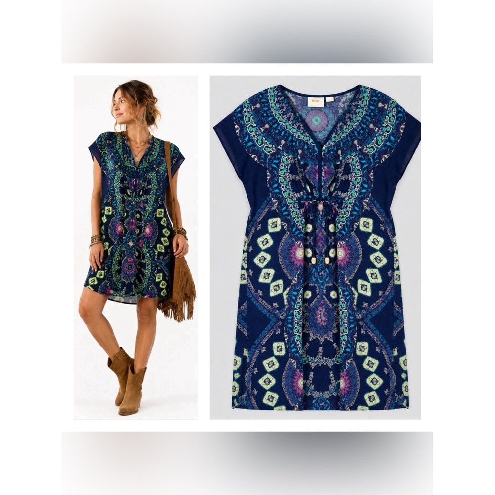 Maeve Anthropologie Silk Medallion Dress XS Bohemian Whimsigoth Coastal Cowgirl